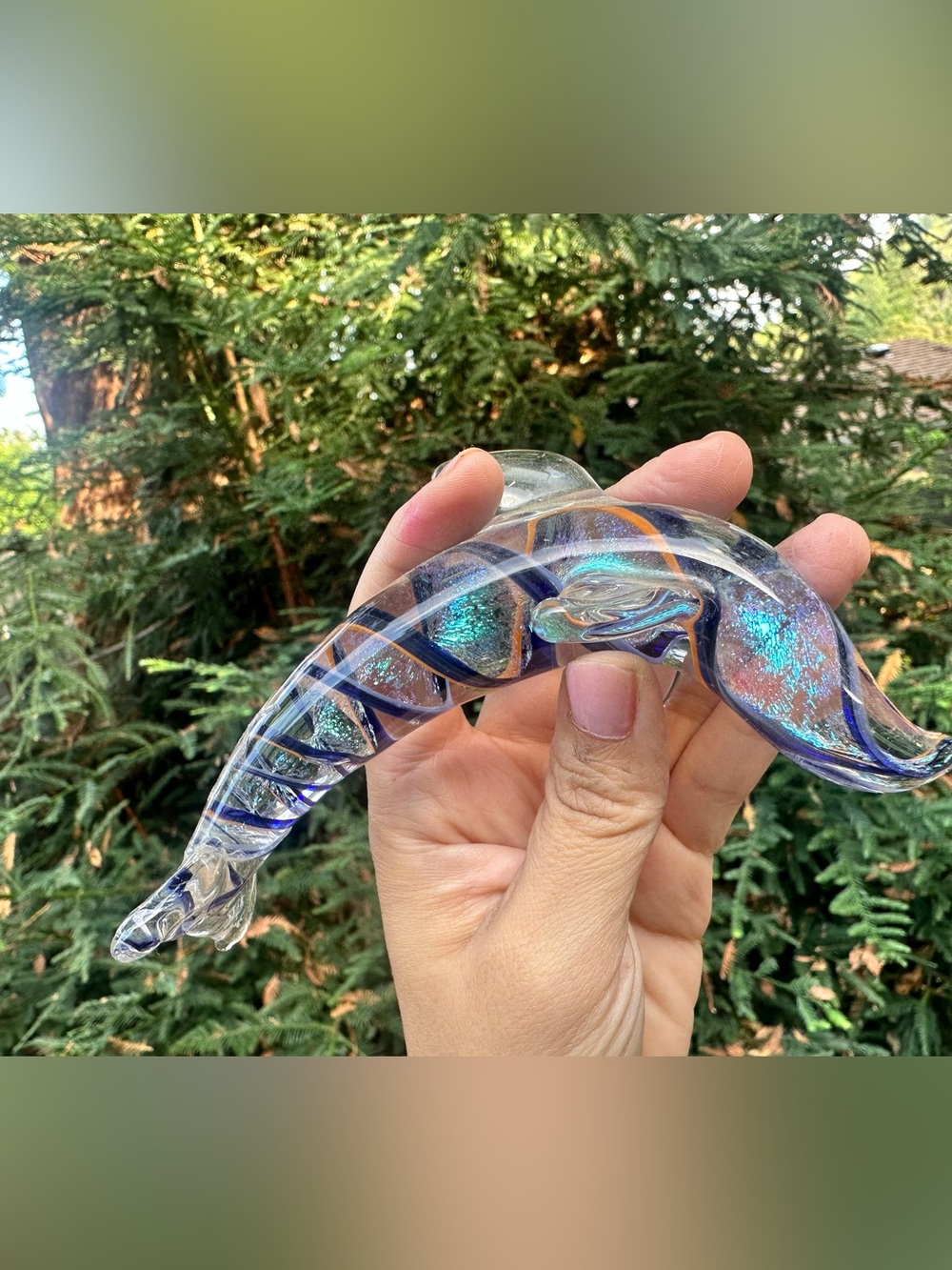 Beautiful Iridescent Blue Dolphin Figurine Collectible Art Decor Piece